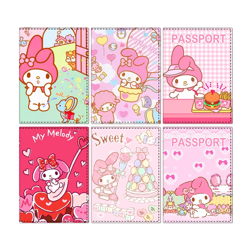 

Новинка, Обложка для паспорта Sanrio My Melody, Обложка для паспорта для путешествий в мире, кошелек в подарок, Обложка из искусственной кожи для карт, аксессуары унисекс