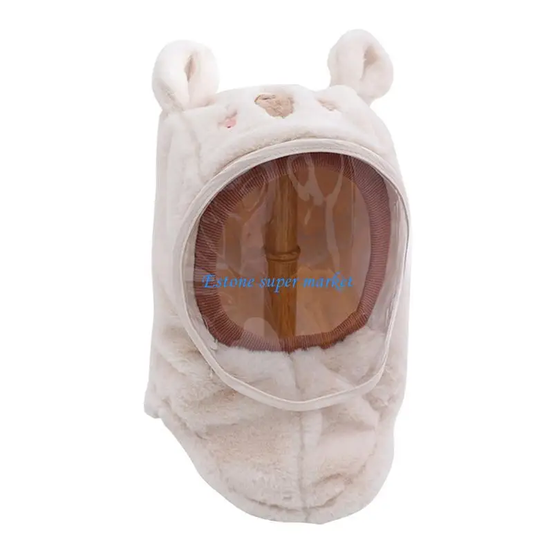 

090B Thicken Toddler Hat Neck Warmer +Hat Winter Scarf Set for Furry December Hat