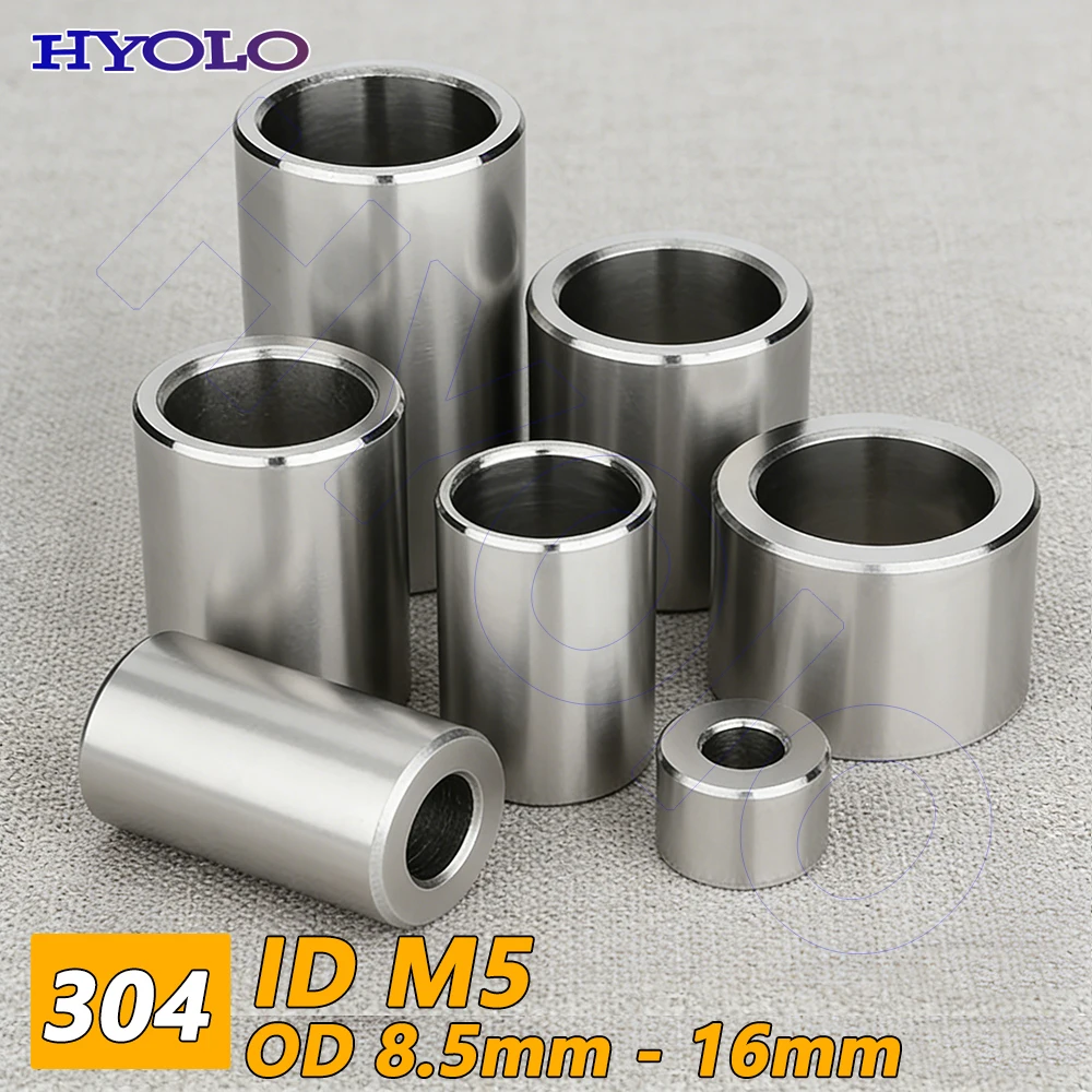 ID M5 Unthreaded Standoff Spacer 304 Stainless Steel Bushing OD 8.5mm - 16mm Washer Round Hollow Gasket Sleeve