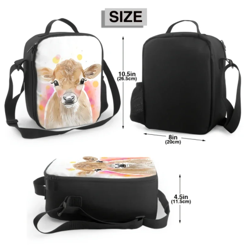 Cute Shy Cow Print Lunch Box Insulated Meal Bag Farmhouse Baby Animal Lunch Bag Food Container for Boys Girls School Picnic