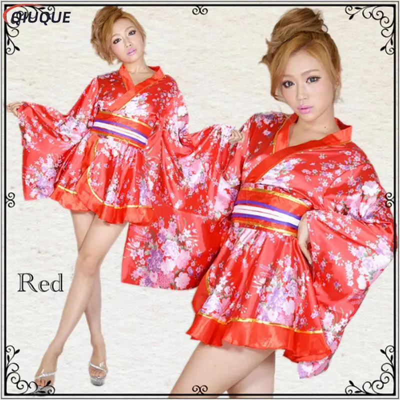 Women Japanese Kimono Dress Floral Print Yukata Sleepwear Traditional Geisha Vintage Clothes Cosplay Costume