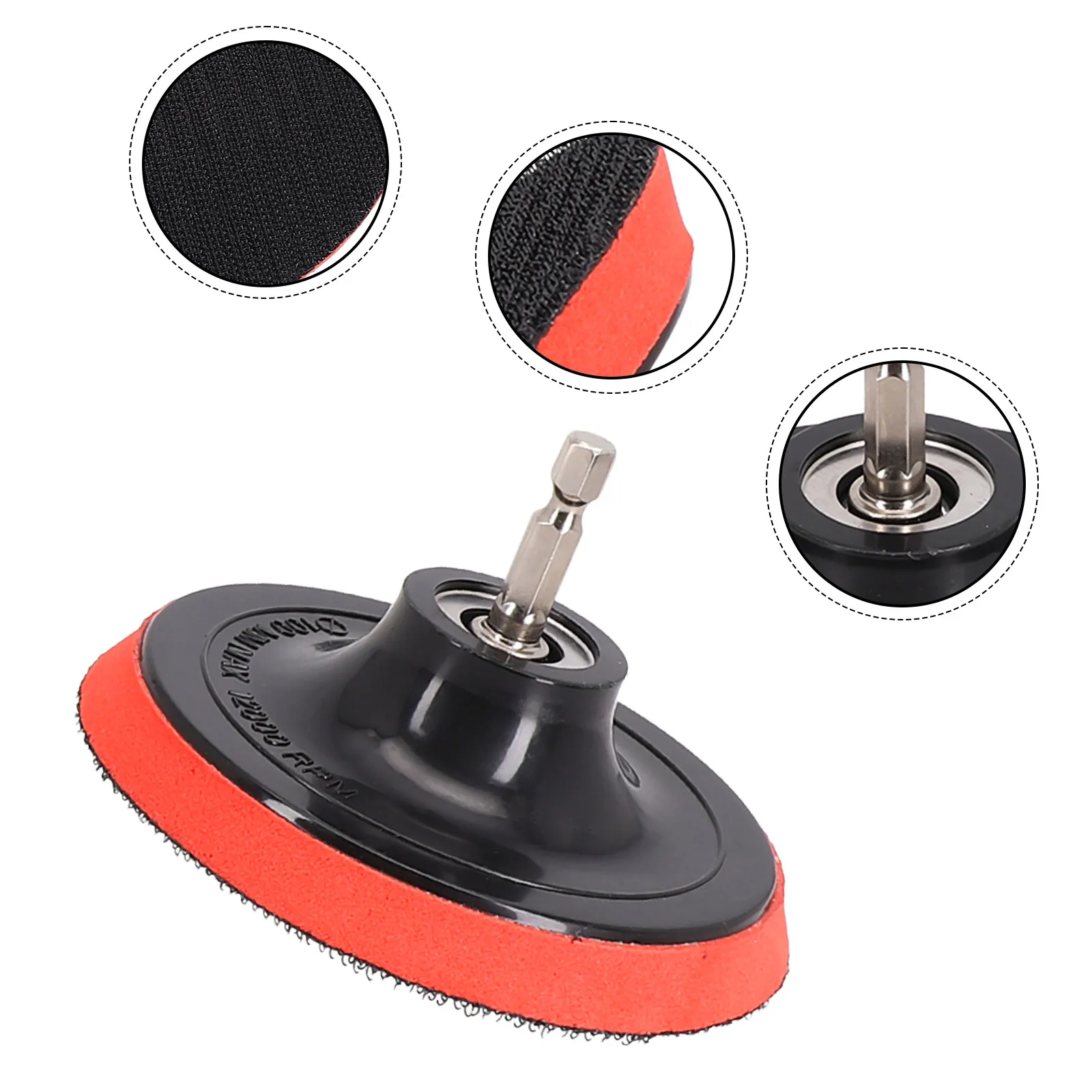 Buffing Pad Sanding Pad Parts M10 Thread Polyurethane Replacement Accessories Backing Pad Black/Red Drill Adapter