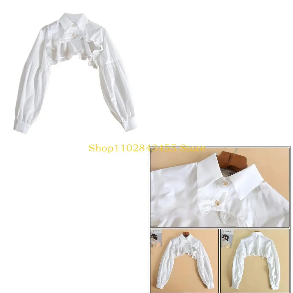 49mc-steampunk-manches-longues-bouffantes-detachable-dickey-blouse-vintage-revers-faux-col-decoupe-recadree-demi-petit-haut-pour