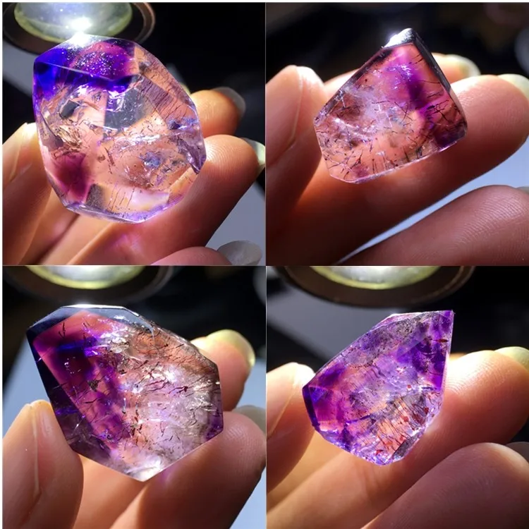 

Rainbow Pendant Purple Quartz Mineral Stone Water Drop Crystal Obek Plaything Display Piece Super Seven Purple Hair Wand