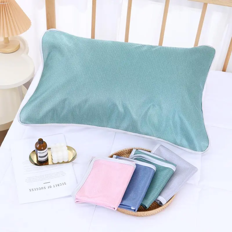 Men's Anti-Head Oil Pillowcase Ice Silk 2026 New Home Use Anti-Slip Not Falling off Dirt Resistant Pair Single Person Pillow Use
