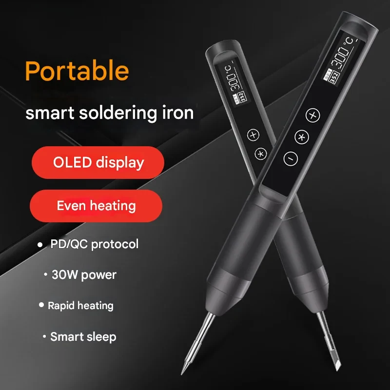 30W USB Portable Soldering Iron Kit Digital Display Temperature Controlled C21 Tip for Electronic Repair Welding
