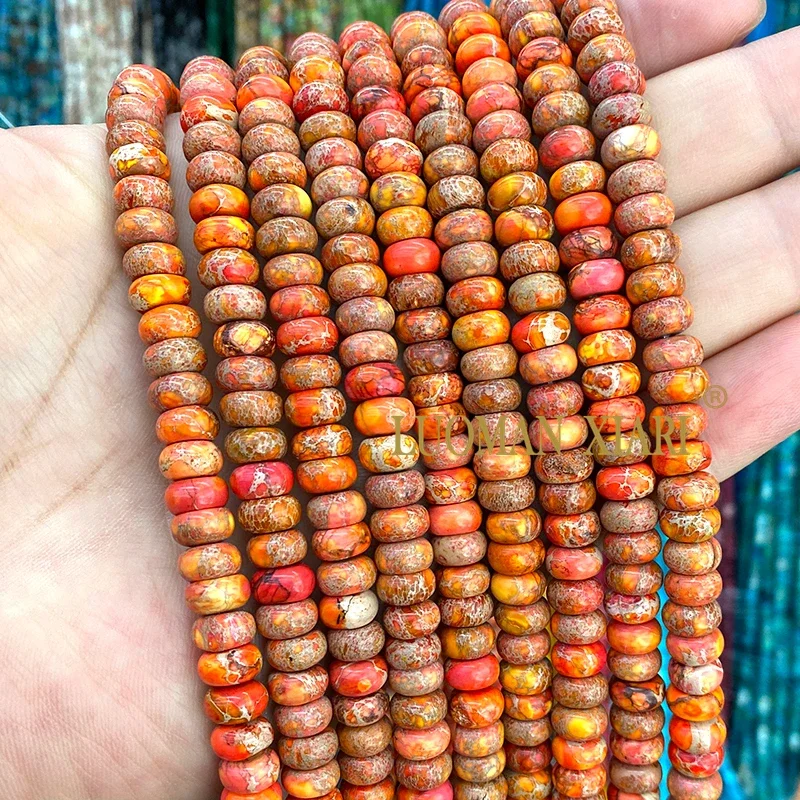 5x8MM Abacus Natuursteen Zeesediment Jasper Rondelle Losse Spacer Kralen voor Sieraden Maken DIY Armband bedels Accessoires