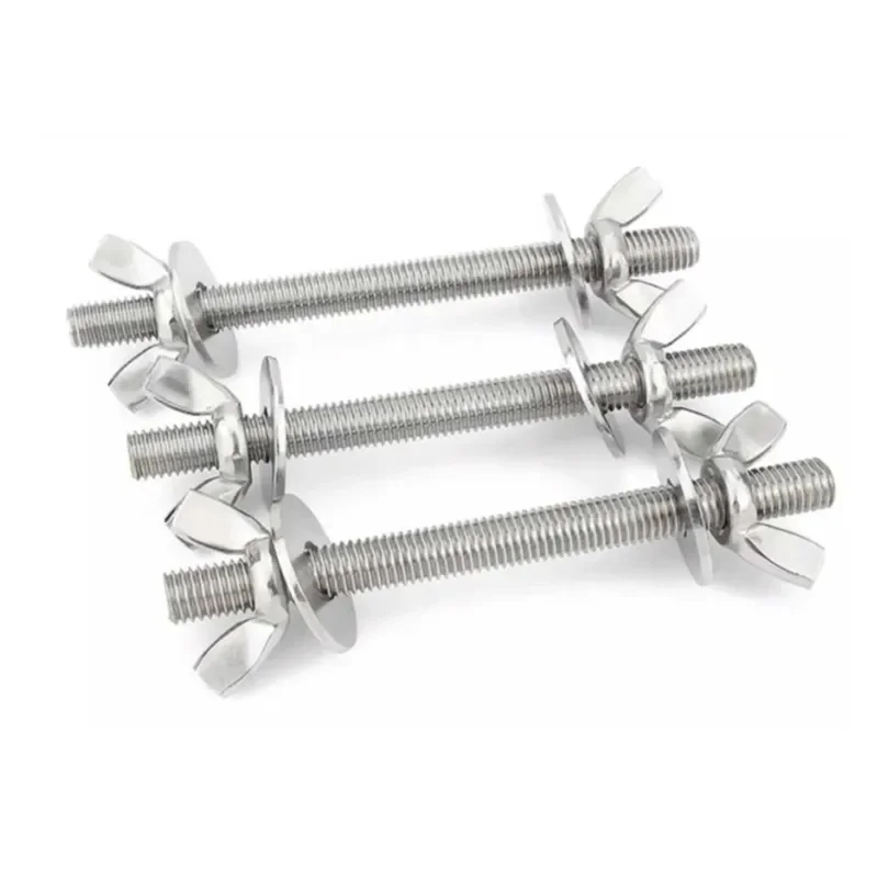 304 Stainless Steel Through Wall Screw Set With Butterfly Wing Nut Threaded Rod M3 M4 M5