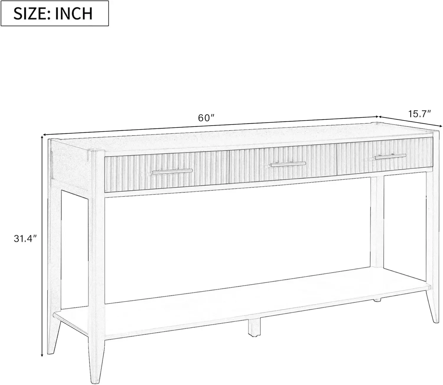 Modern Long Entryway Console Table with 3 Storage Drawers and Lower Shelf, Wooden Entrance Hallway Foyer Sofa Table, Easy