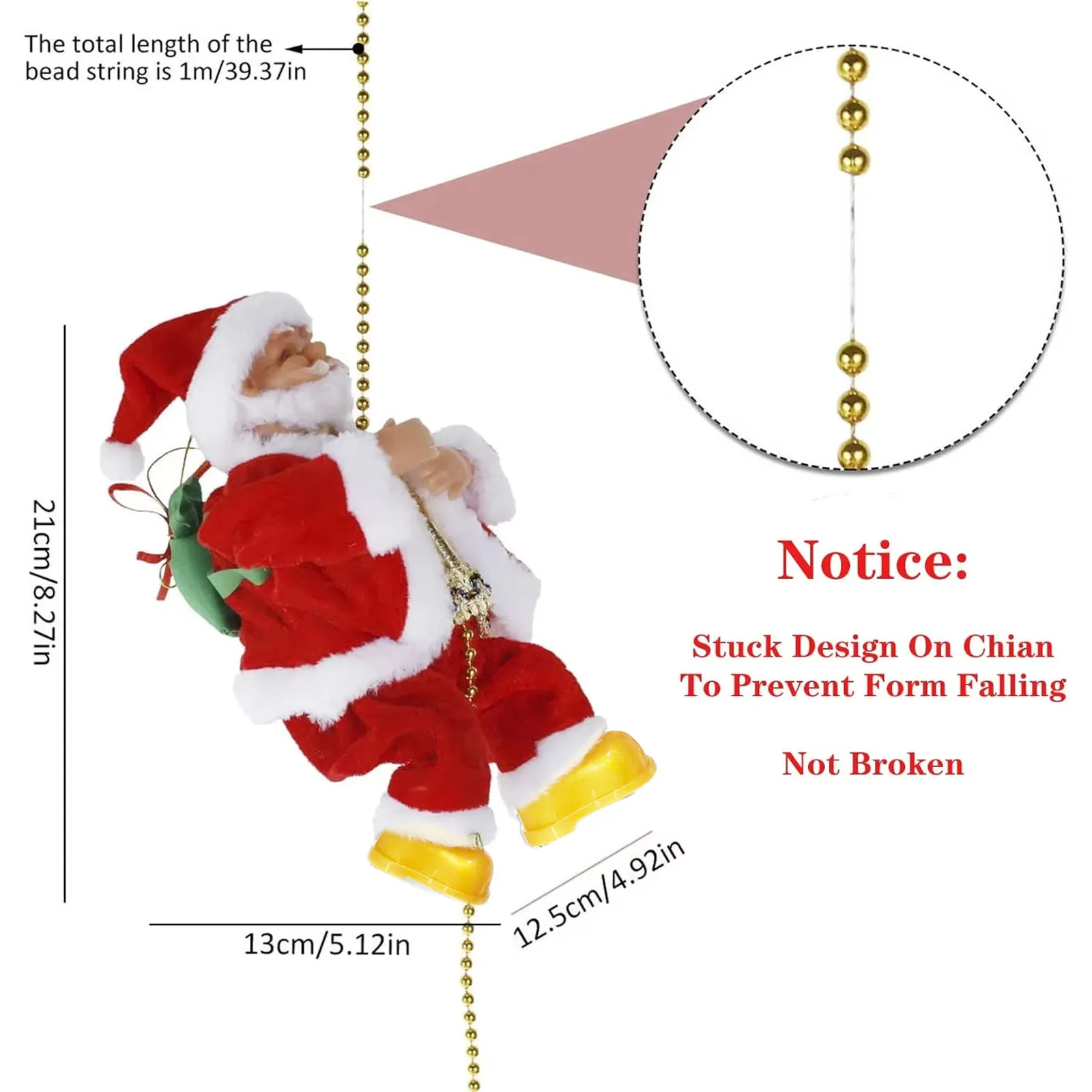 Battery Operated Rope Climbing Santa Claus musical Toys For Christmas Tree Hanging Pendant Ornament Decor X-mas Decorations