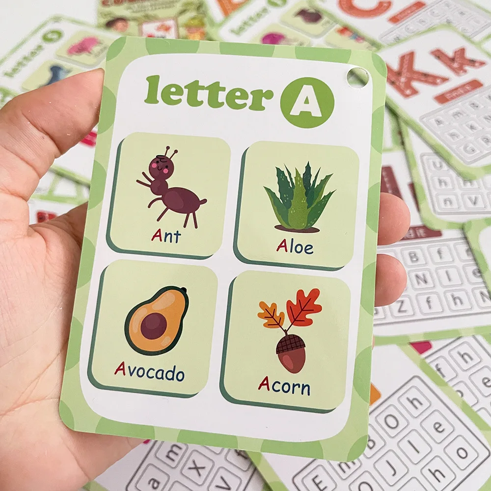 30 Children's Alphabet Word Cards, English Enlightenment Basic Learning Aids, Literacy Cards