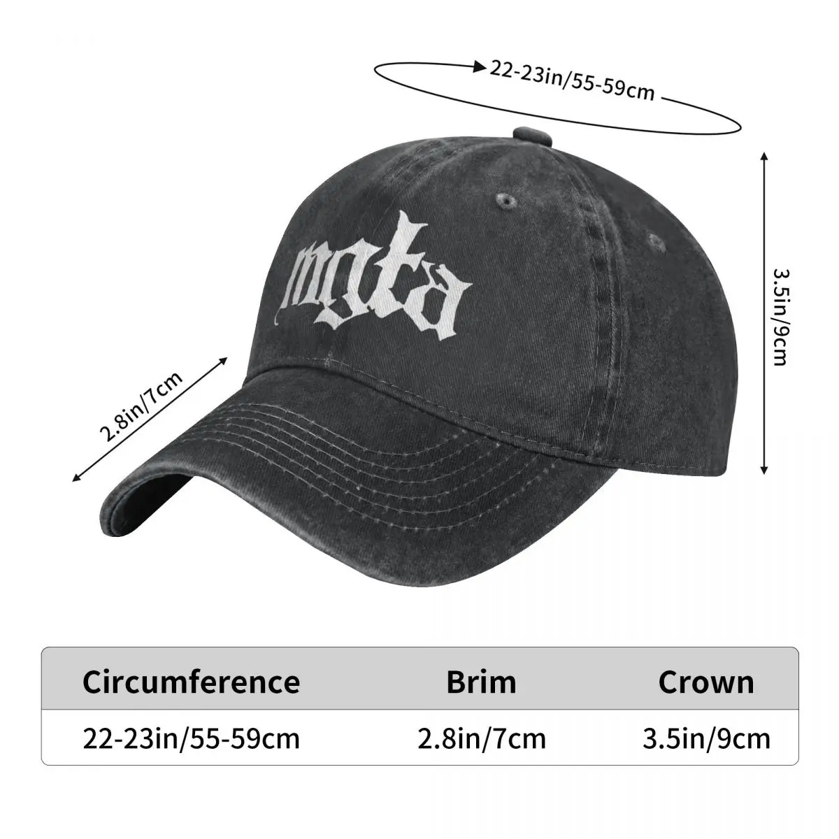 Mgla Black Metal Logo Washed Baseball Cap Vintage Hip Hop Dad Hats Summer Men Women Outdoor Gym Sun-Proof Baseball Caps