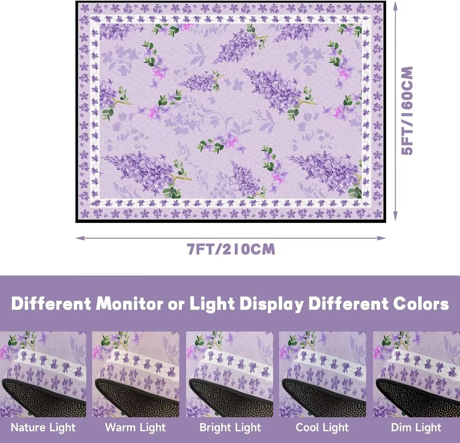 Purple Floral Area Rug Boho Rug for Girls Women Living Room Dining Room Soft Non Slip Doormat Lilac Flower Themed Printed Carpet
