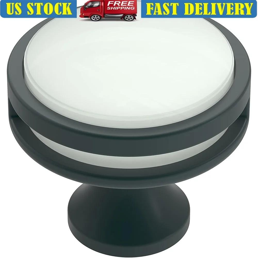 

Матовая черная матовая ручка для шкафа 1-3/8 дюймов, прочная цинковая фурнитура для ящика, простая установка, современный дизайн