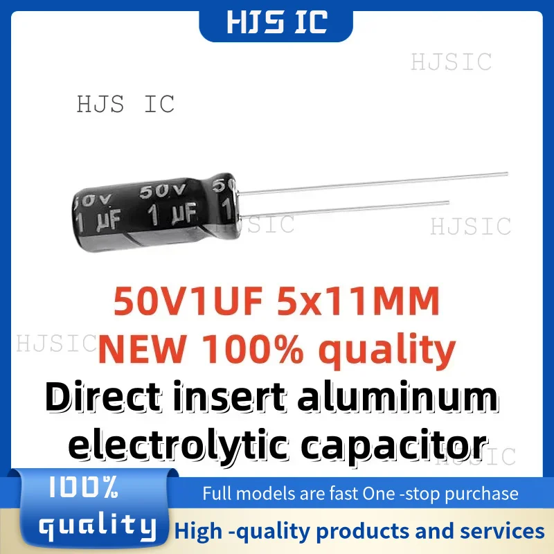 20-30-50PCS NEW 100% quality 50V1UF 5x11MM 50v 1uf 5*11mm 50v 1μF Direct insert aluminum electrolytic capacitor electronics