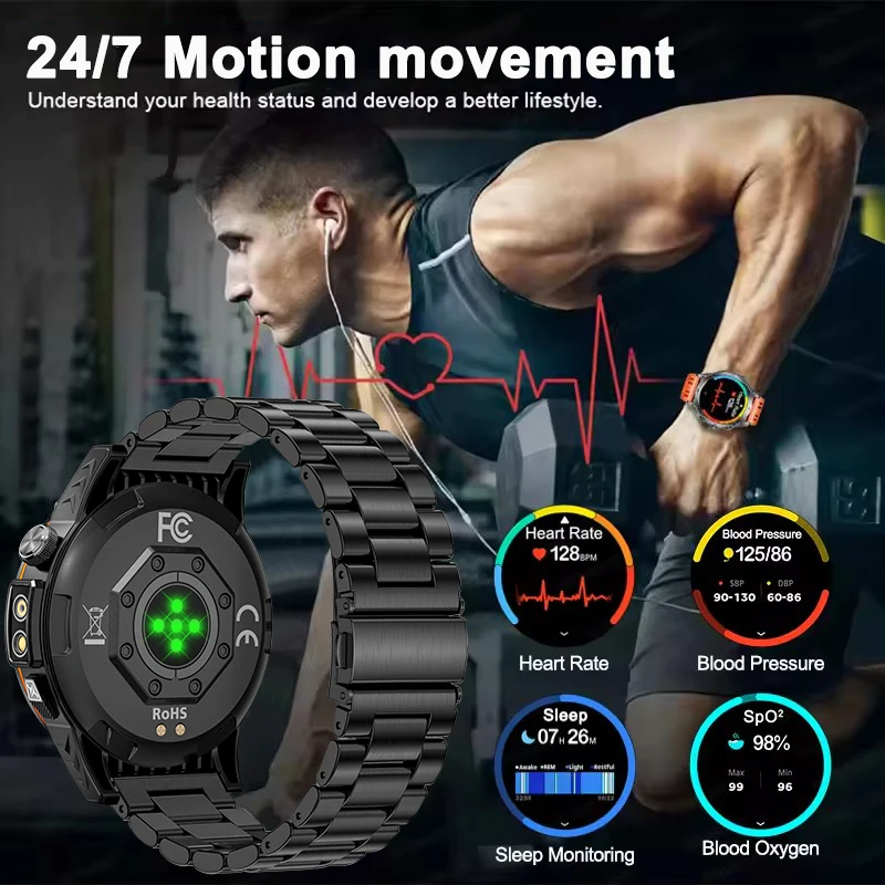 NEW For XIAOMI Outdoor Sports Smart Watch Men GPS Tracker Health Monitor BT Call UV infrared Laser 3ATM Waterproof Smartwatches