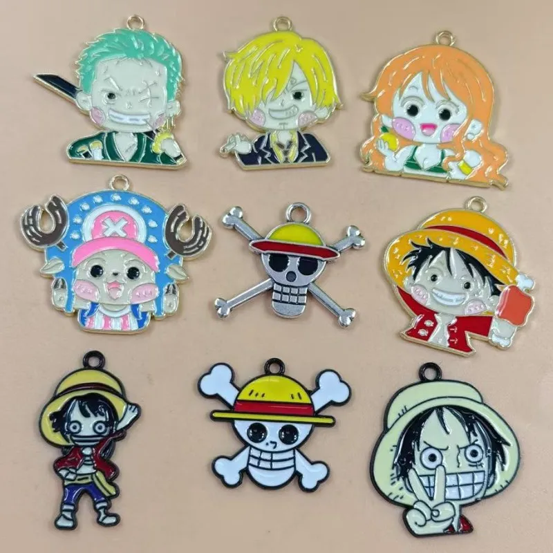 10/20Pcs Handmade One Piece Figure DIY Keychain Accessories for Jewelry Making, Fashion Cute Luffy Zoro Gifts for Fans Friends