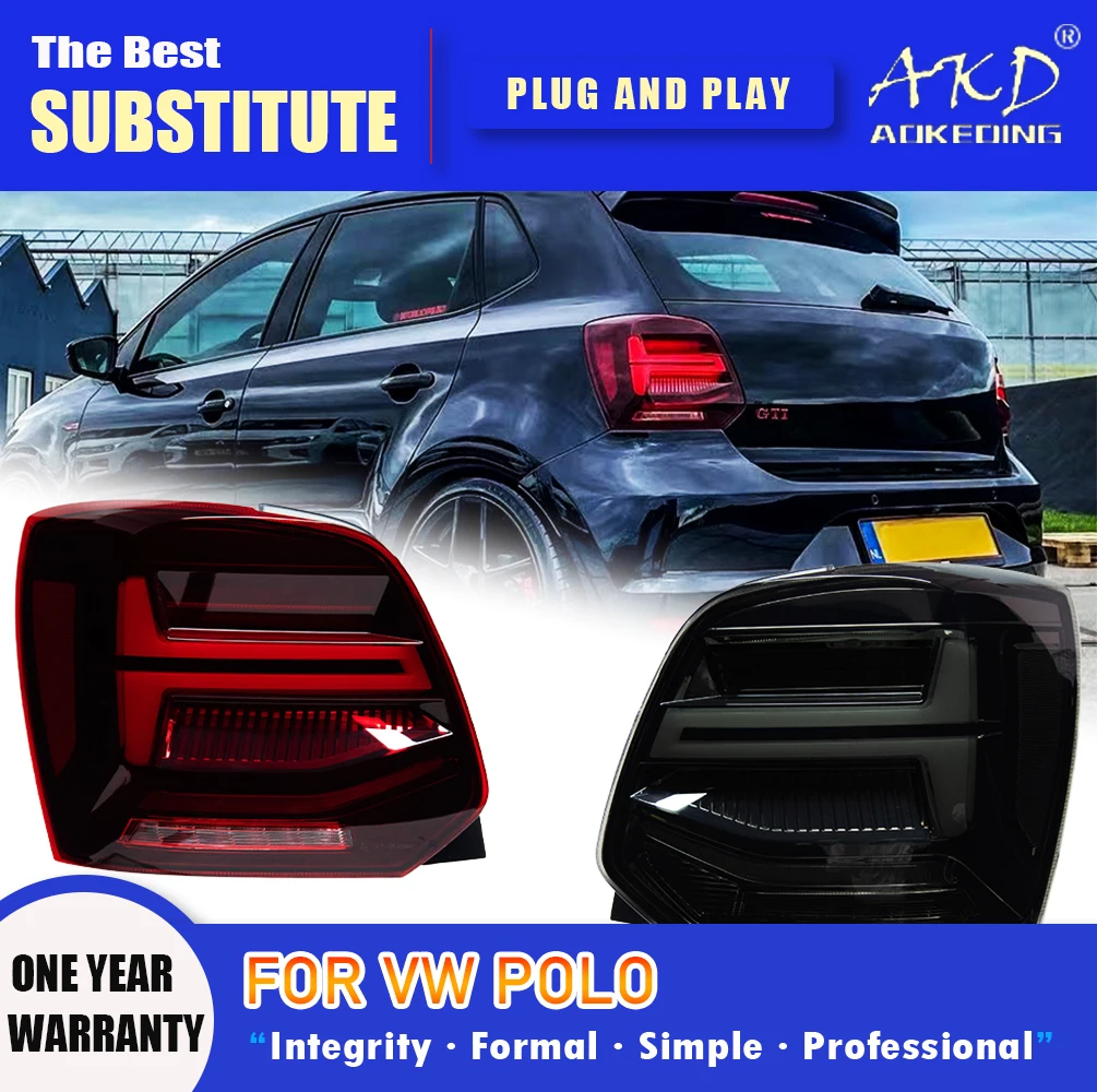 AKD Tail Lamp for VW Polo LED Tail Light 2011-2018 Polo Rear Fog Brake Turn Signal Automotive Accessories