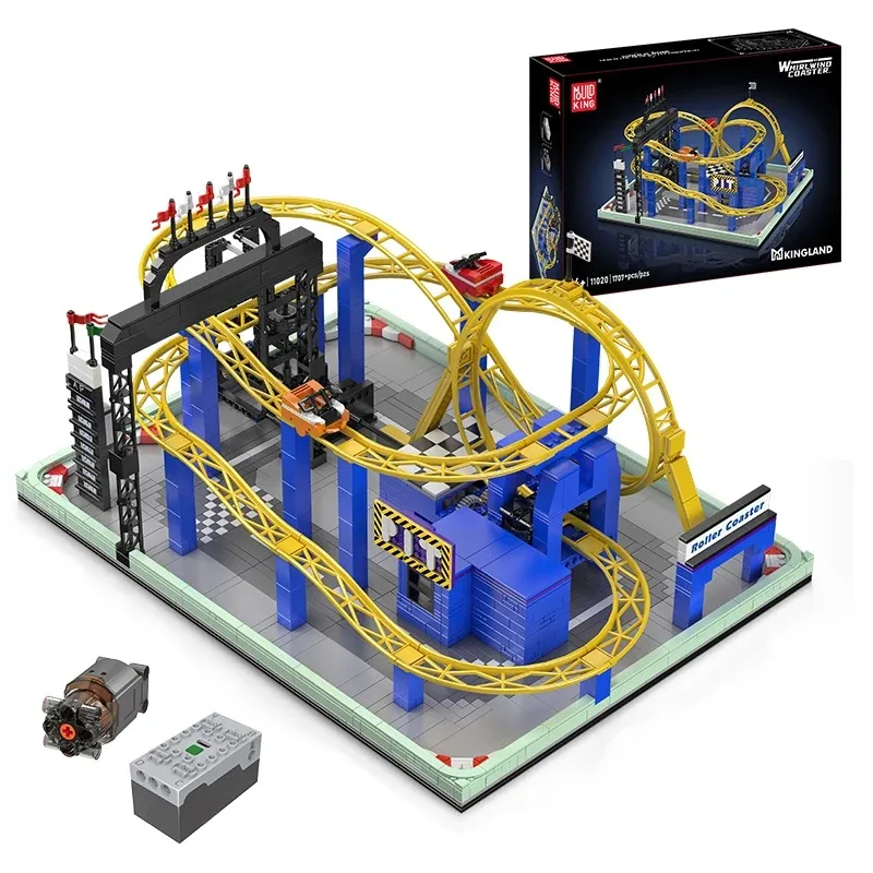 Whirlwind-Achterbahn Modulares Bausteine-Set 11020 Teile Motorisierter Vergnügungspark Konstruktions-Bausteine-Modellbausatz DIY-Montage mit Power Functions Spielzeug für Erwachsene Ideales