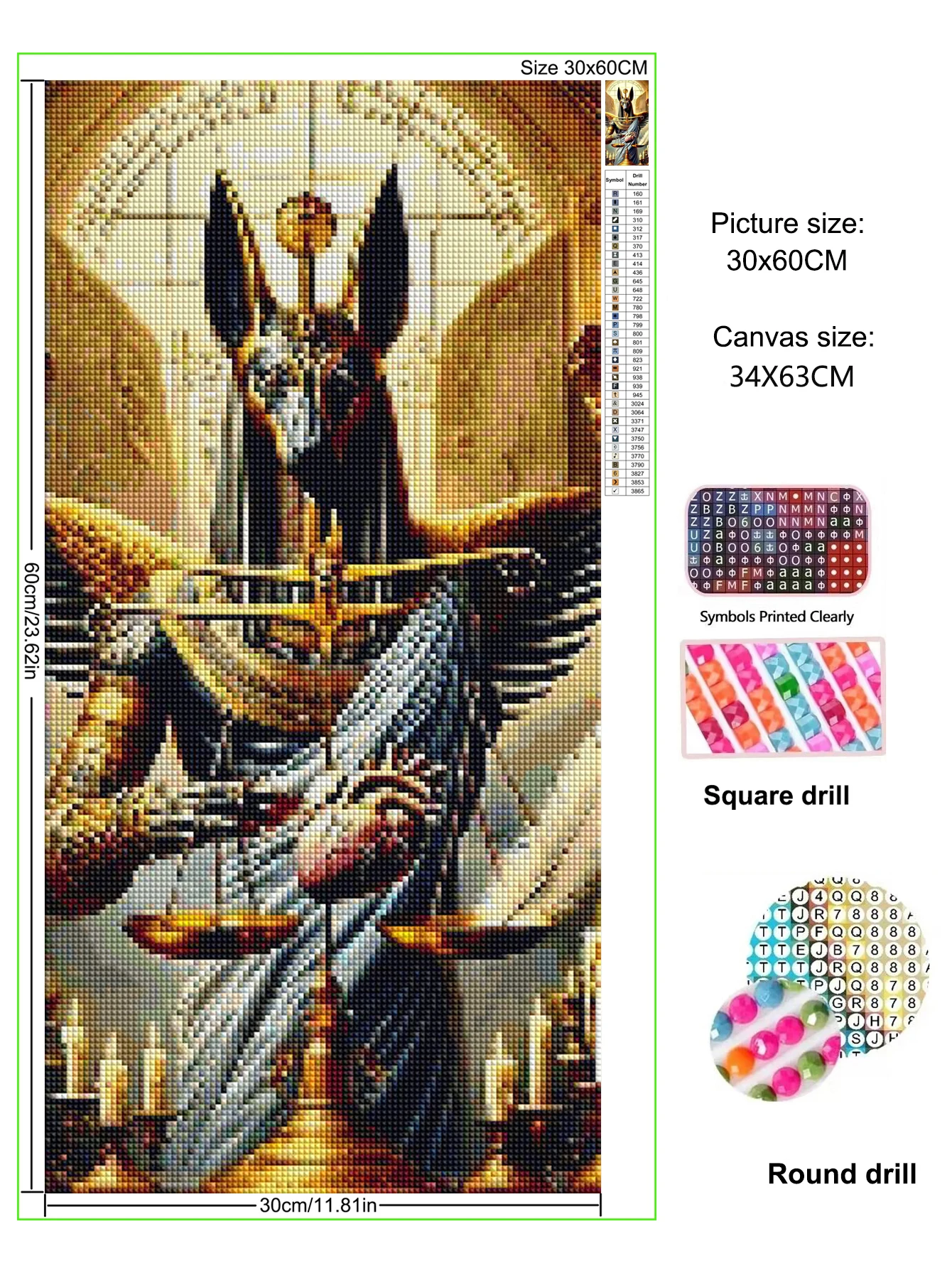 Anubis balance heart feather DIY Diamond Painting Religious Portrait Diamond Mosaic Cross Stitch Rhinestone Embroidery decor