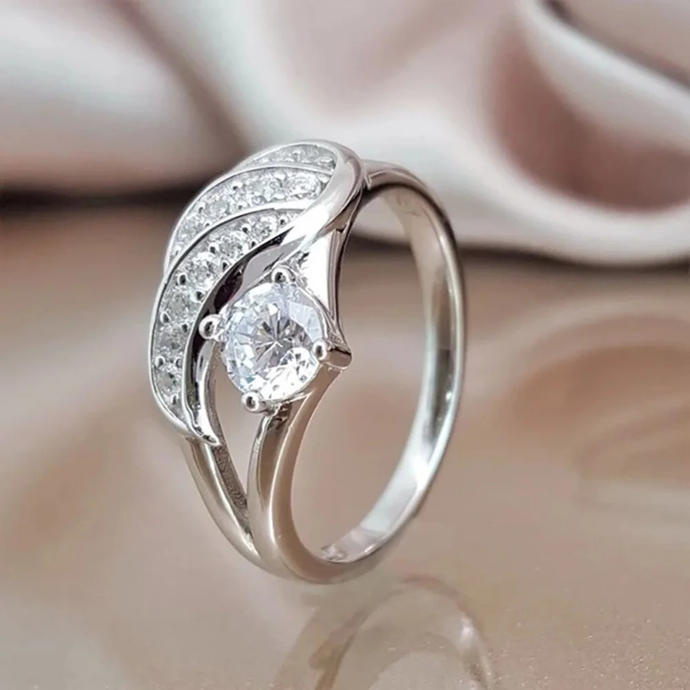 Zircon diamond ring fashion angel wing diamond ring European and American jewelry factory wholesale image 3