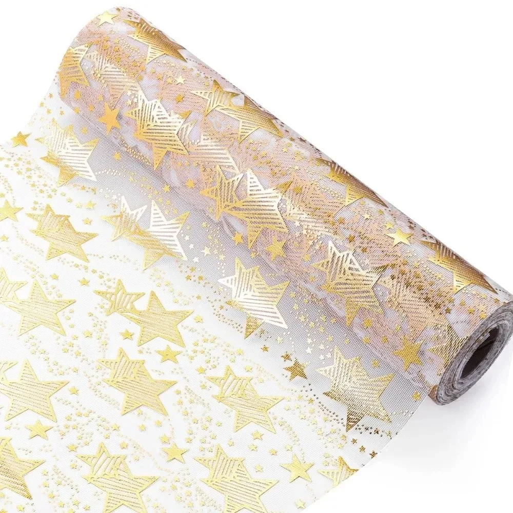 4Pcs Sparkle Metallic Runner Glitter Sequin Thin Christmas Runner Foil Mesh Roll Snowflake Flag Tablecloth Birthday