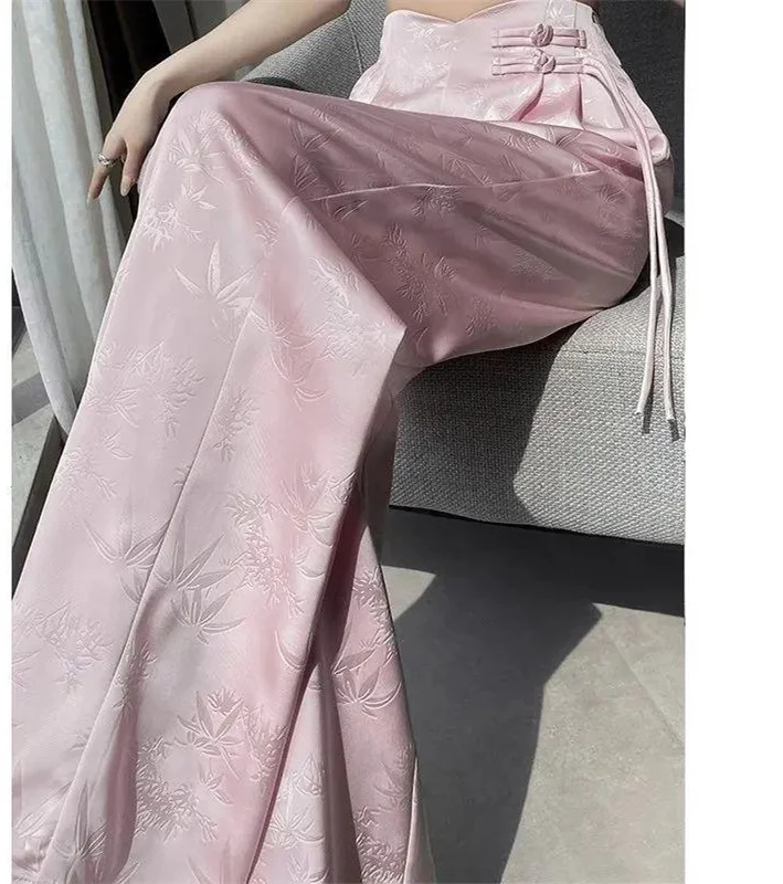 

Широкие брюки из хлопка, женская весенняя техническая одежда, альпинизм, BF, формирующие шнурки, без гендерно, дышащая, эстетика, однотонная