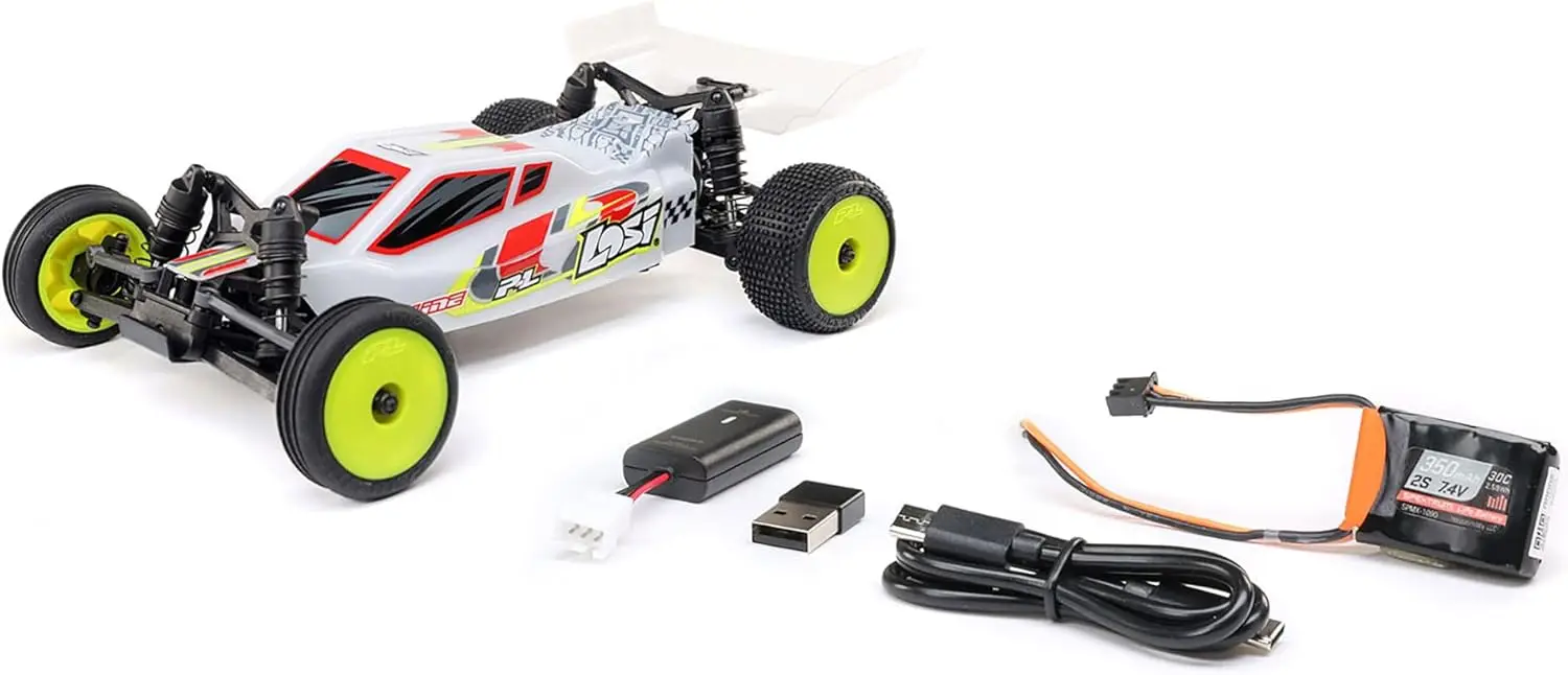 Micro-B 2 Wheel Drive Buggy White Ready-to-Run RTR LOS00007T1 Remote Control Toy Car
