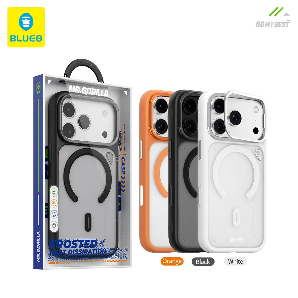 

Чехол BLUEO для iPhone 17 Pro Max, противоскользящий чехол с матовым рассеиванием тепла и подставкой для камеры, магнитный чехол для iphone 17 pro
