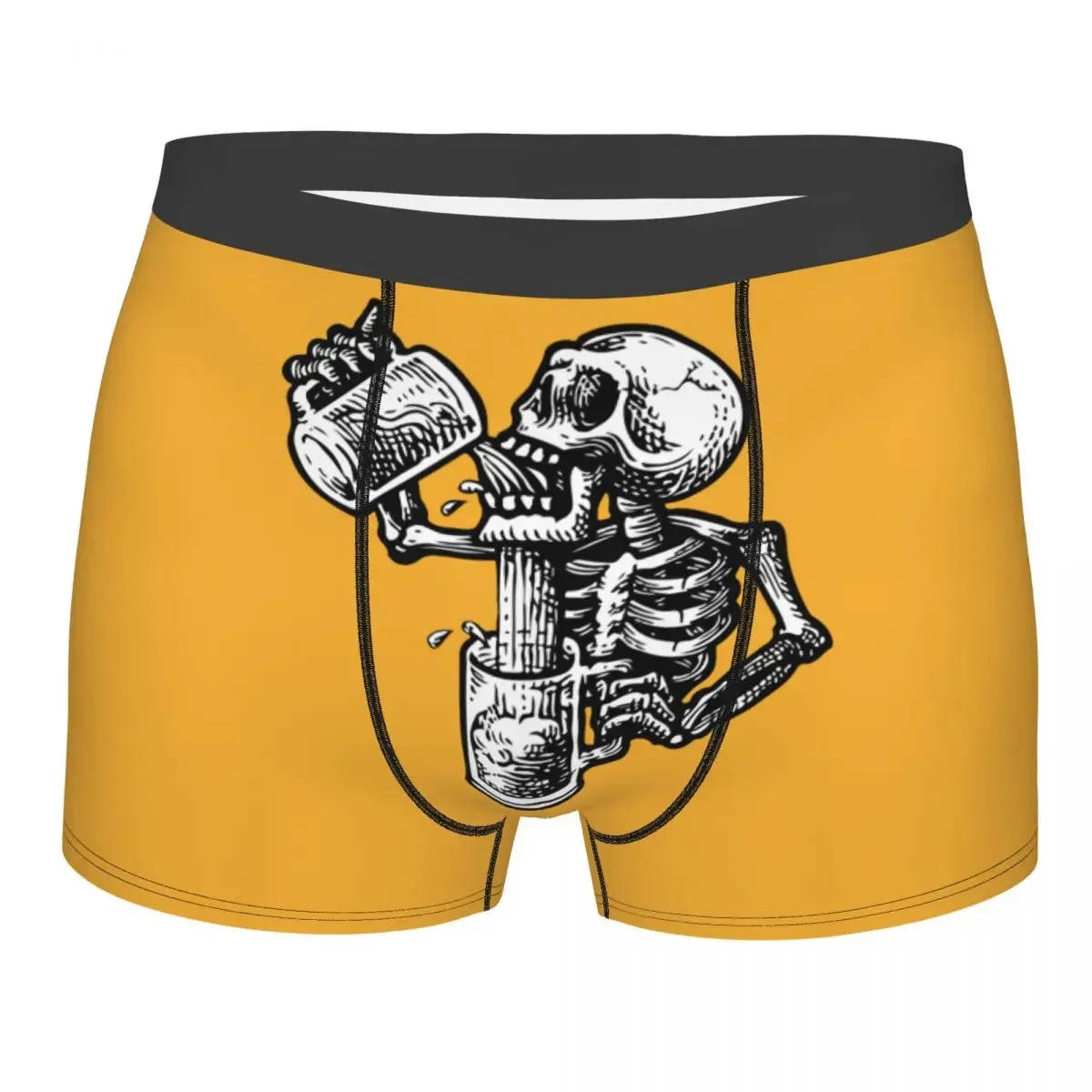 Custom Drunk Skull Boxer Shorts For Men 3D Printed Underwear Panties Briefs Soft Underpants