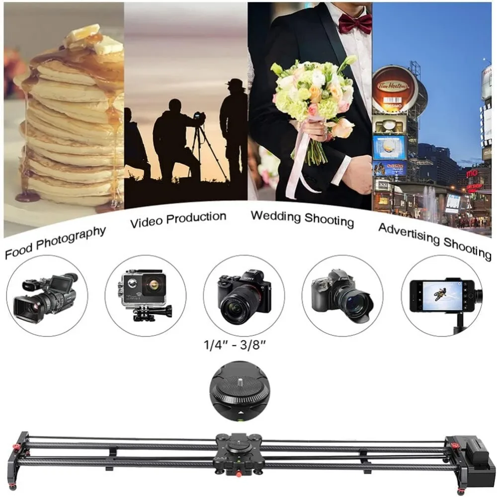 Wireless Professional Carbon Fiber Motorized Camera Slider, Support Video Mode, Time-Lapse Photography