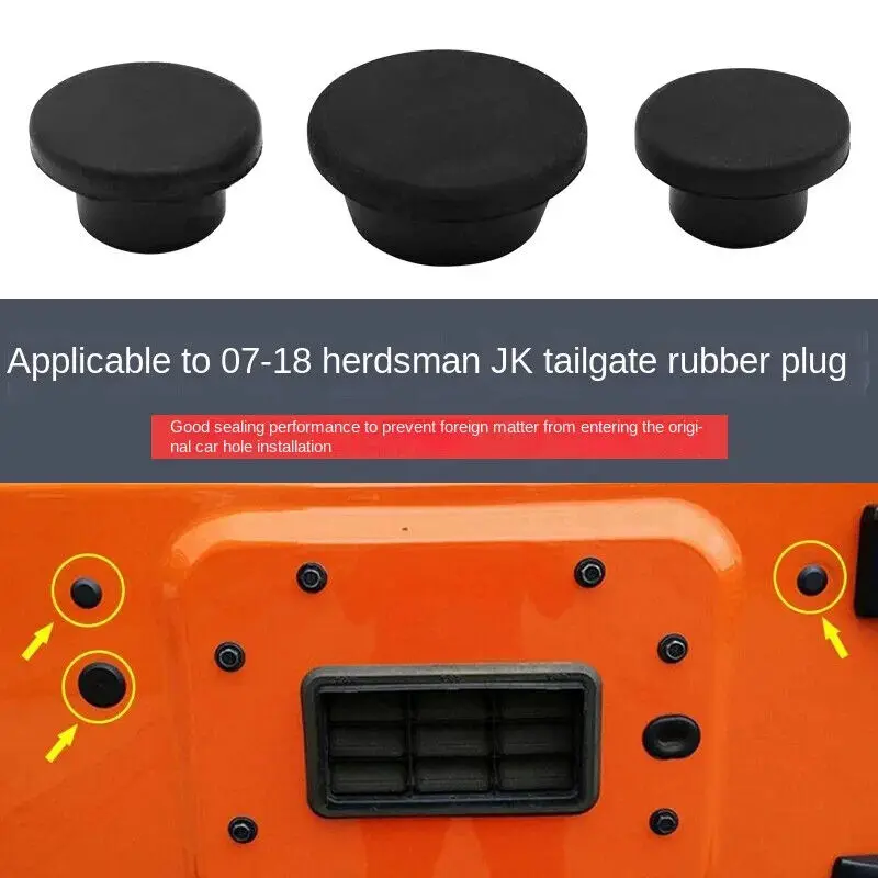 

3pcs For 07-17 Jeep Wrangler JK Rear Tailgate Plug Rubber Plug Screw Hole Plugs