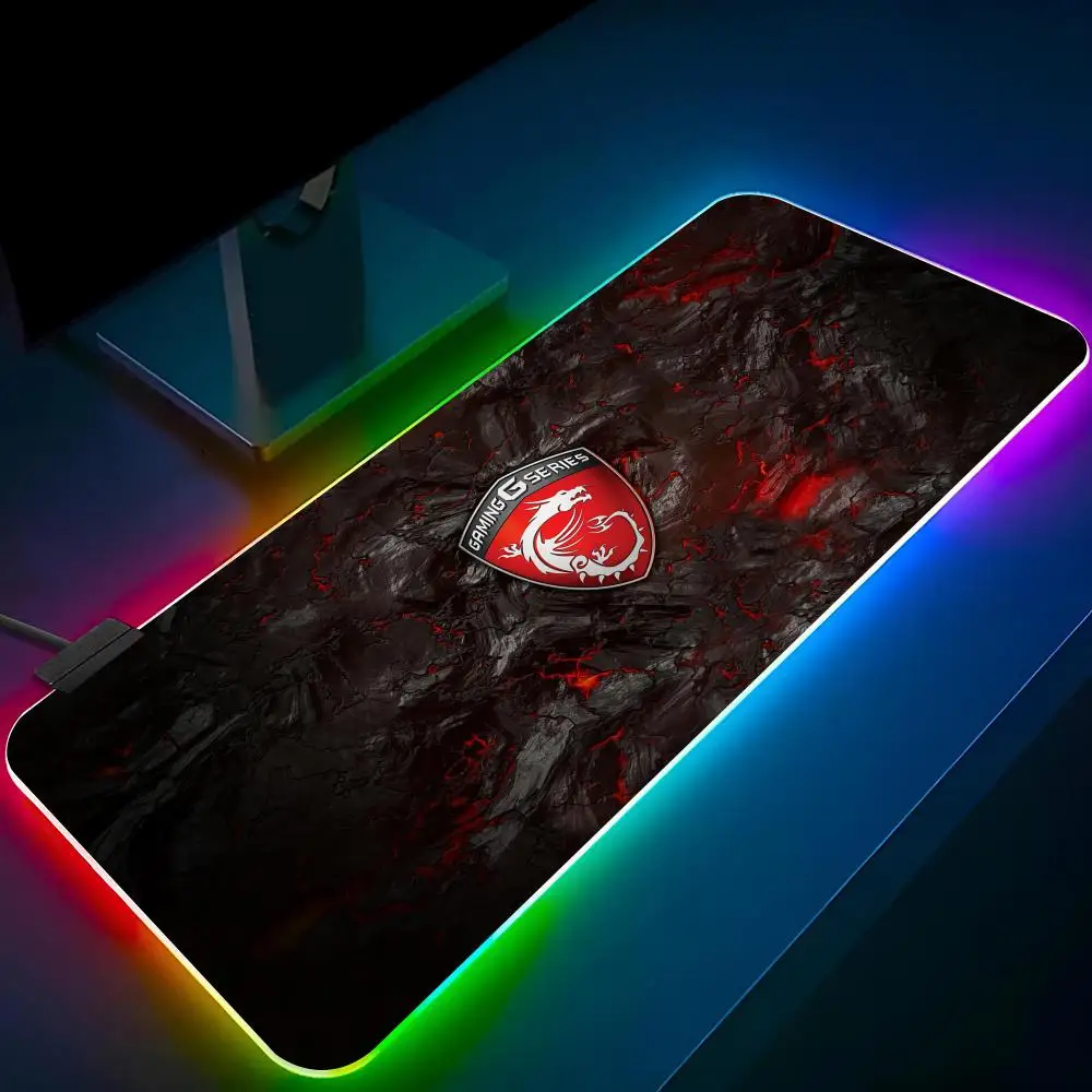 Imagem -06 - M-msi-rgb Led Brilhante Mouse Pad Logotipo Anime Mouse Pad Borracha Gaming Computer Mausepad