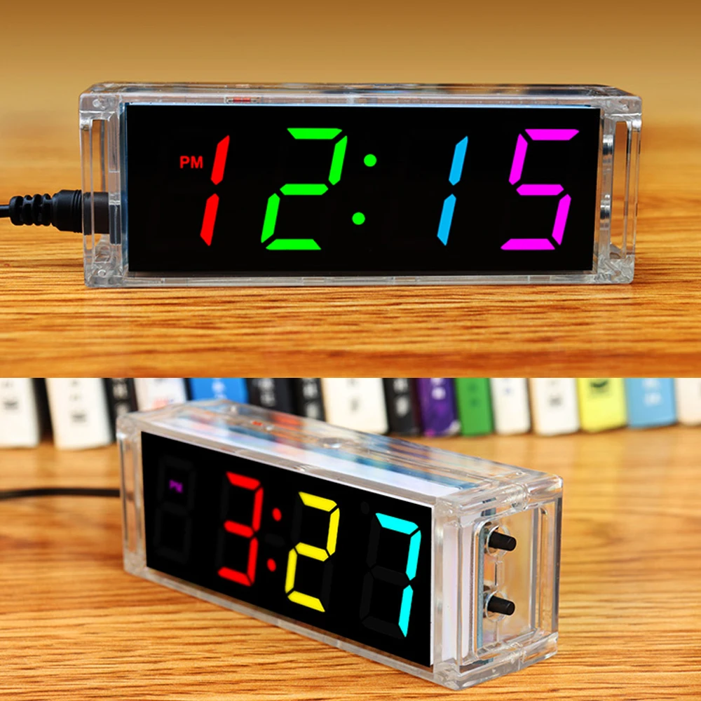 DIY mehrfarbige digitale Röhrenuhr, elektronisches Kit 51, Mikrocontroller, Multifunktionsuhr, elektronische Komponente, Schullaasset