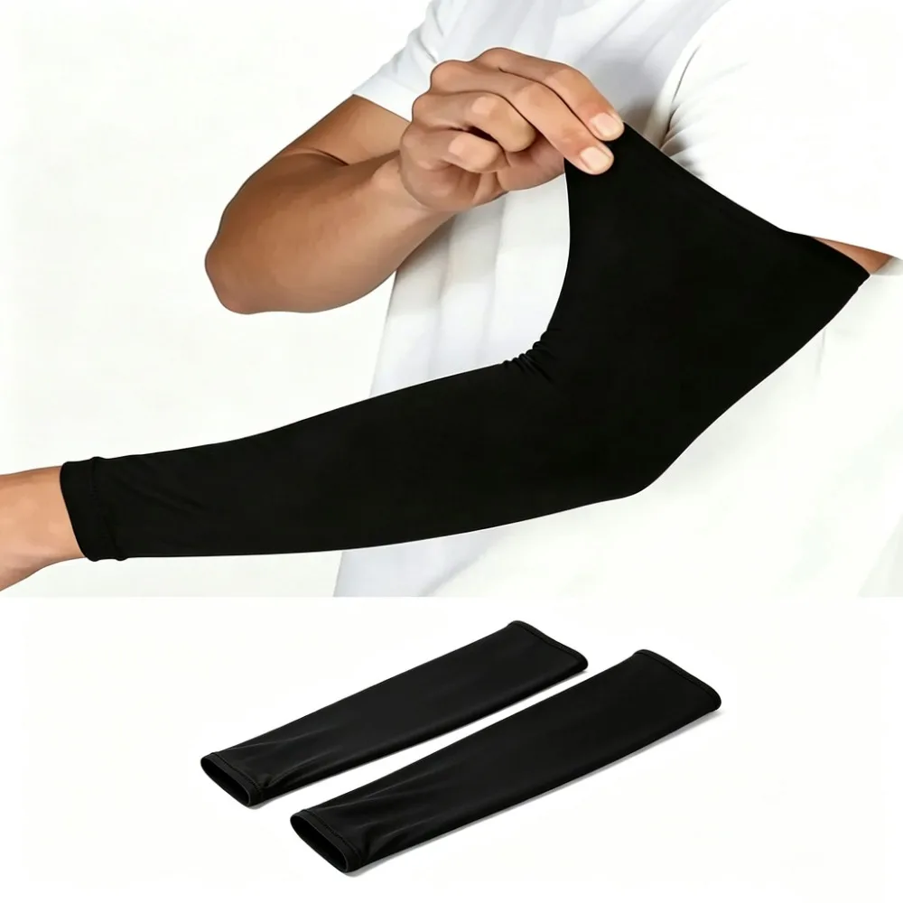 1 Pair High Elastic Ice Silk Fingerless Arm Sleeves Summer Cooling Anti UV for Outdoor Riding Cycling Gifts