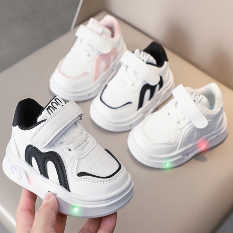 Kids Girls Children Led Light Shoes Toddler Sneakers Casual Luminous Sport Running Spring Autumn Summer Breathable Flat Shoes