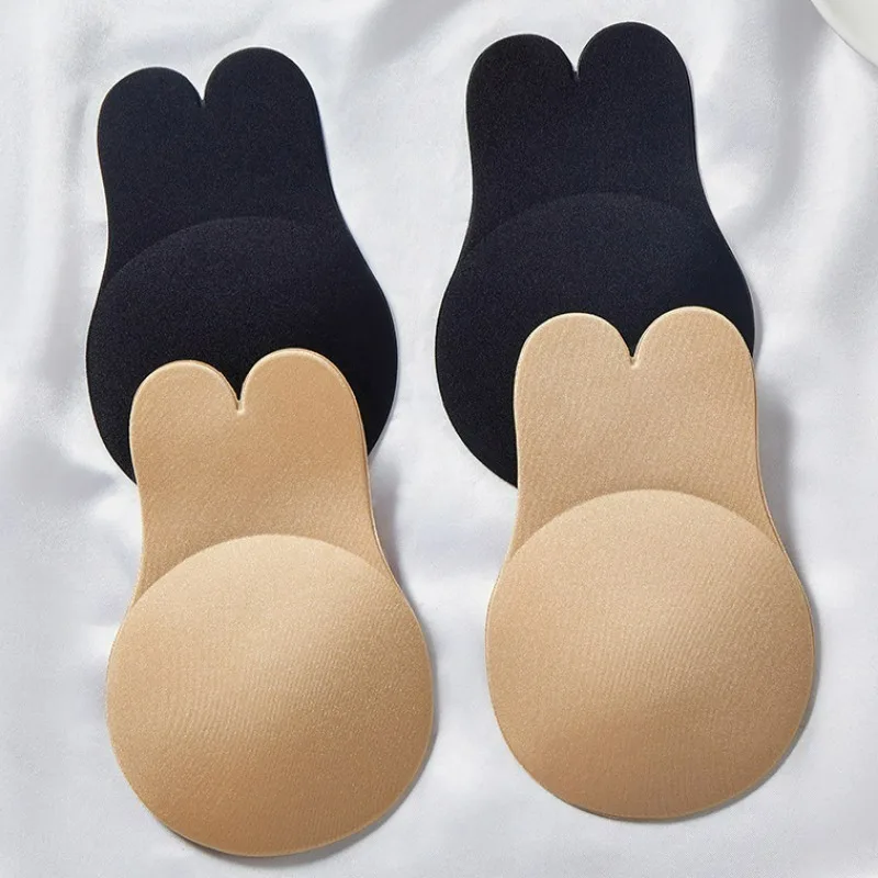 

Reusable Rabbits Ear Nipple Cover Lift Breast Patch Self-adhesive Silicone Invisible Bra Sports Push-up Chest Paste Underwear