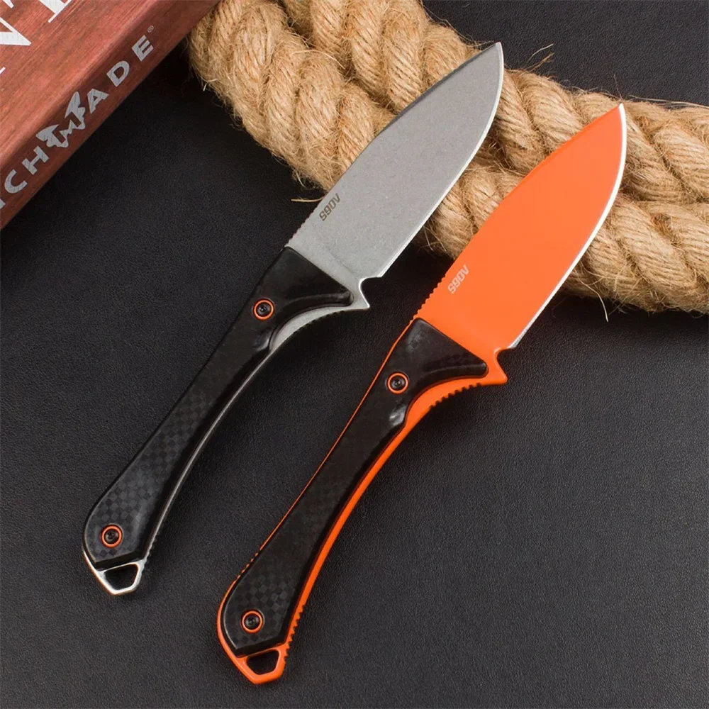 Tactical BM 15201 Altitude Combat Fixed Blade Knife CPM-S90V Orange DLC Drop Point Hunting Boltaron Sheath EDC Tool Gift Knife