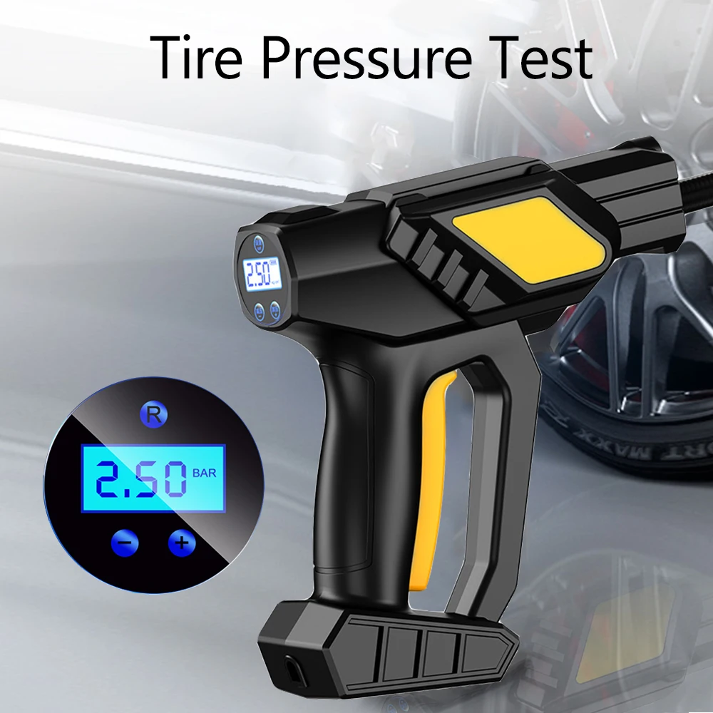 Cordless Inflator Car Air Compressor Tire Pressure Test 120W Digital Tire Air Pump With LED Flashlight