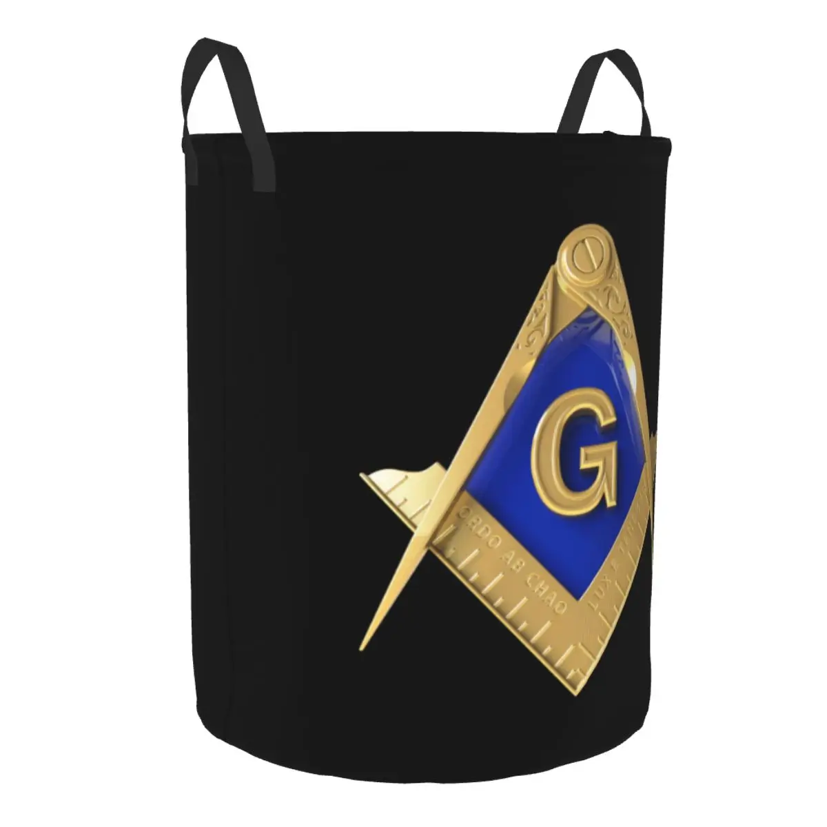 Gold Square Compass Masonic Freemason Laundry Basket Foldable Freemasonry Mason Clothes Hamper for Nursery Kids Toys Storage Bag