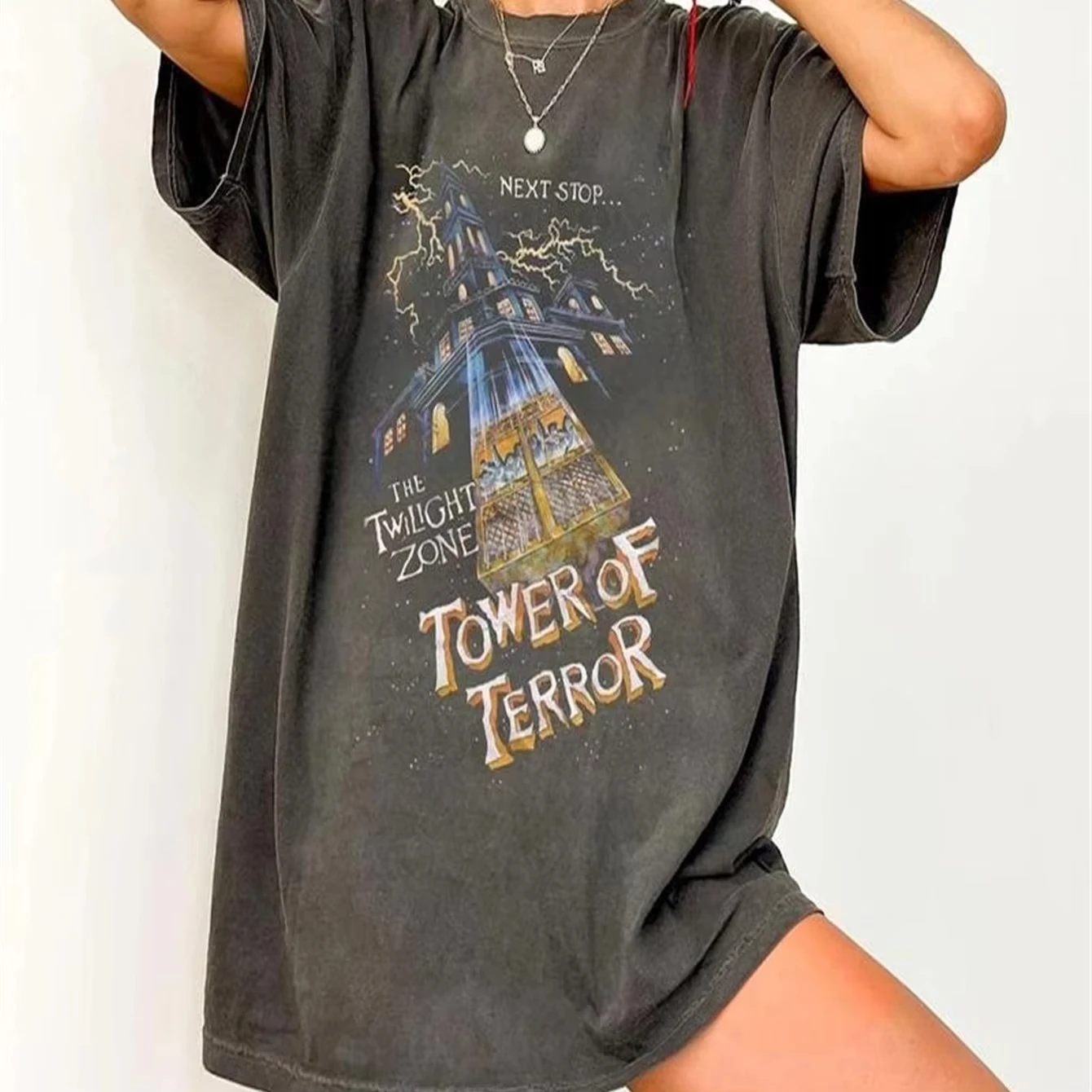 Retro Horror Tower Shirt Twilight Zone T-shirt Summer Halloween T-shirt 90s Halloween Movie T Shirt Men's Clothing Women's Tops