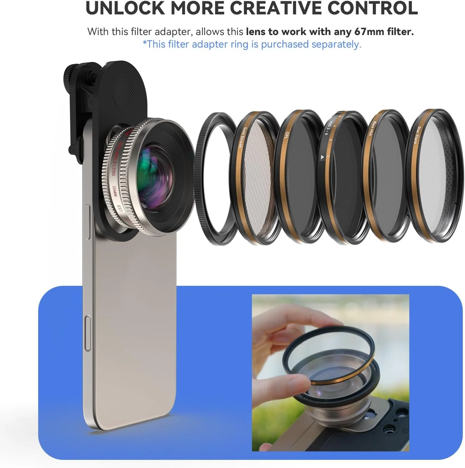 Fotorgear Retro 60mm lens Portrait lens Compatible with T-type adapter slot for iPhone Samsung Xiaomi to Travel/Record life