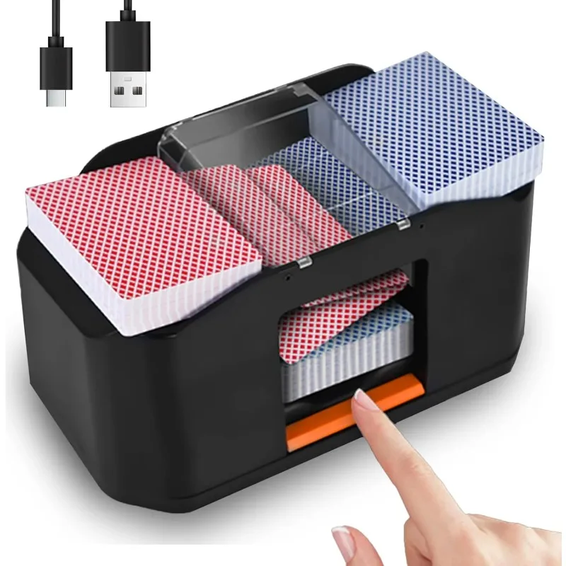 

2 Decks Quiet Card Shuffler, Automatic 2000 MAh Rechargeable Electric Shuffler, Playing Cards, Texas Hold'em, Poker, Hom