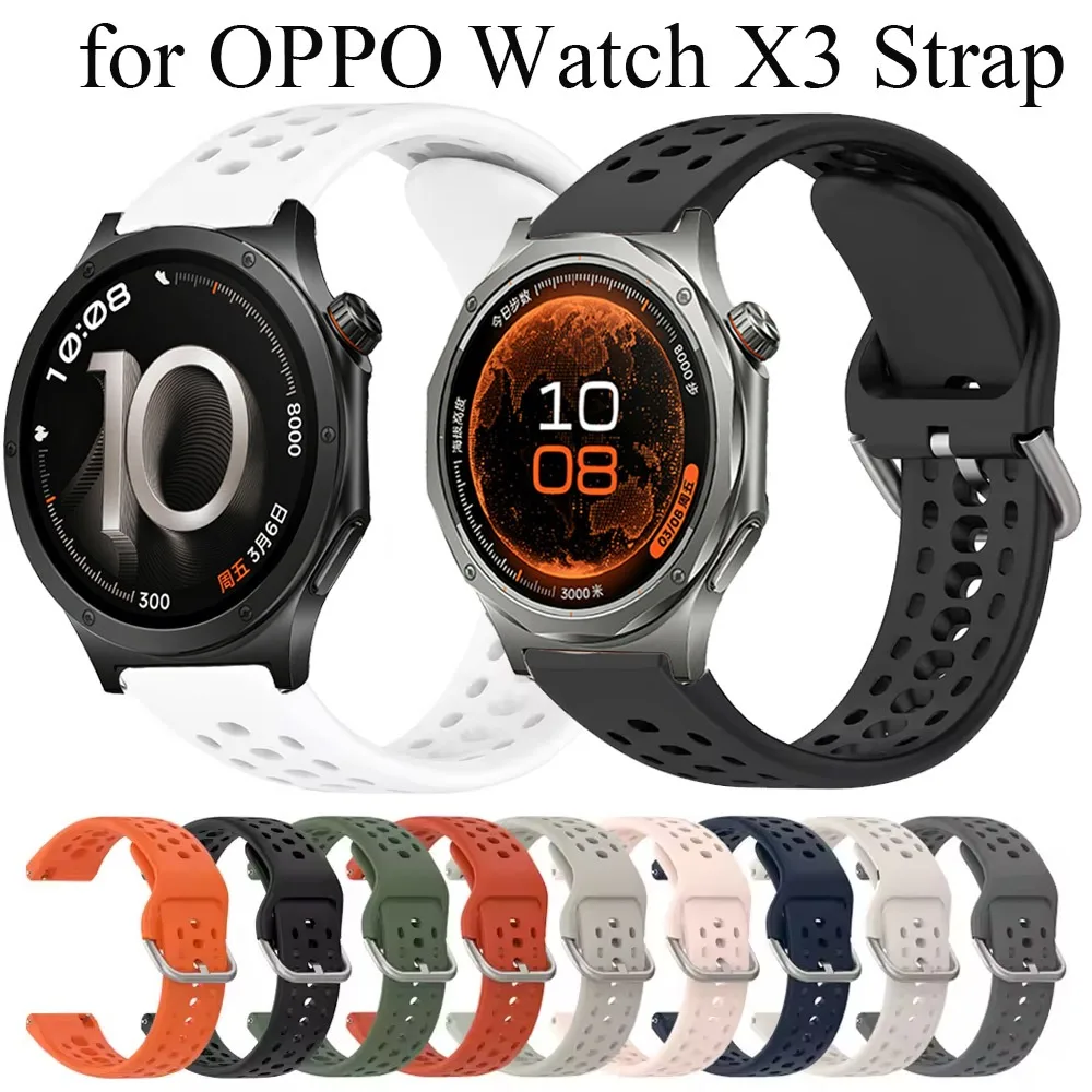 22mm Offizielles Silikonarmband für OPPO Watch X3 Weiches Atmungsaktives Band für Huawei Watch 5 4 GT6 46mm Amazfit Active Max/Balance 2-1