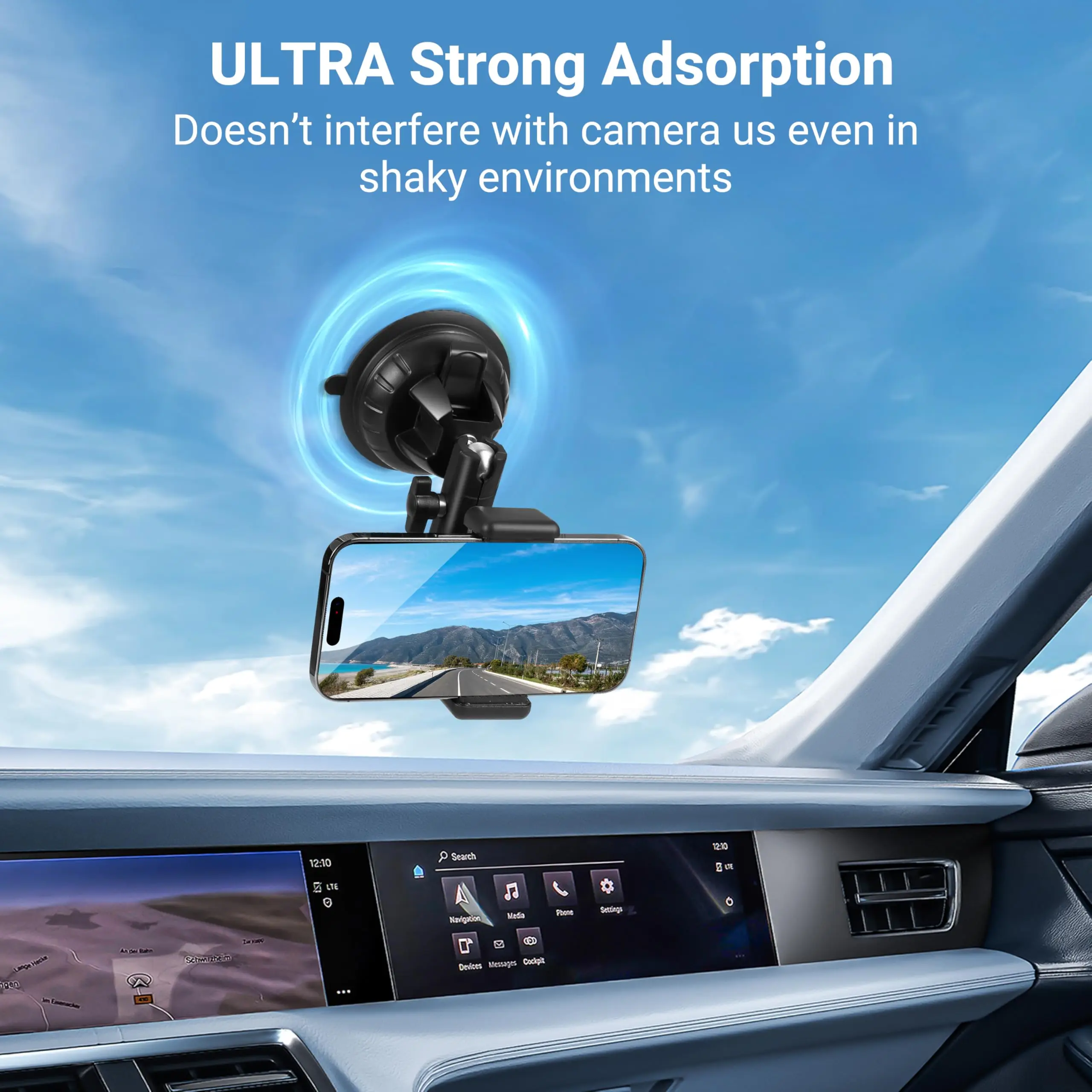 Suction Cup Mount for DJI Osmo Nano Action 6 5 Pro 4 360 for Insta360 Go Ultra for Gopro Hero 13 12 11 MAX 2 Metal Ball Head Quick Release Phone Car Holder Adapter Accessories