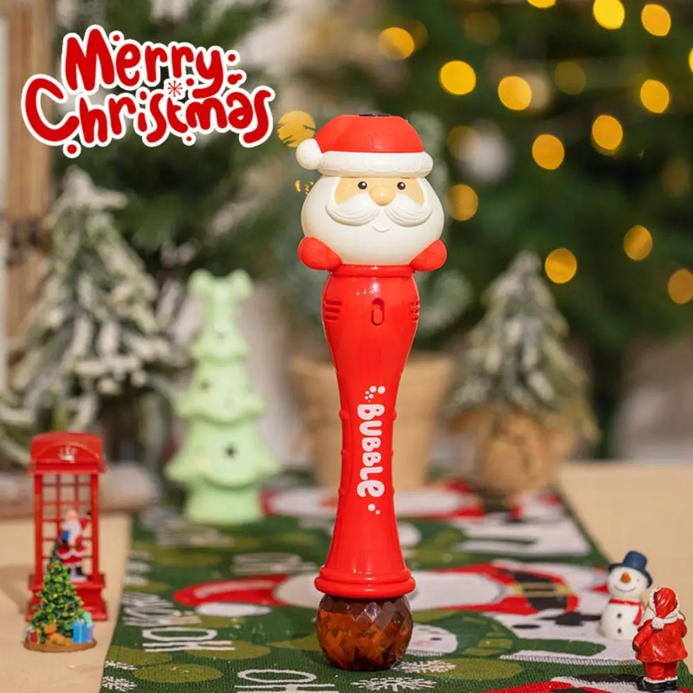Plástico santa bolha soprando máquina natal santa automático varinha de bolha brinquedo ao ar livre varinha de bolha engraçado