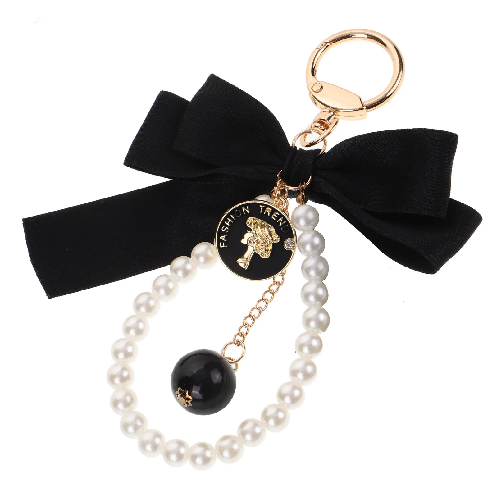 Big Bow Keychain Charm Bracelet Charms Be and Pearl Decorate Keychasin for Ourse Metal Miss Holder