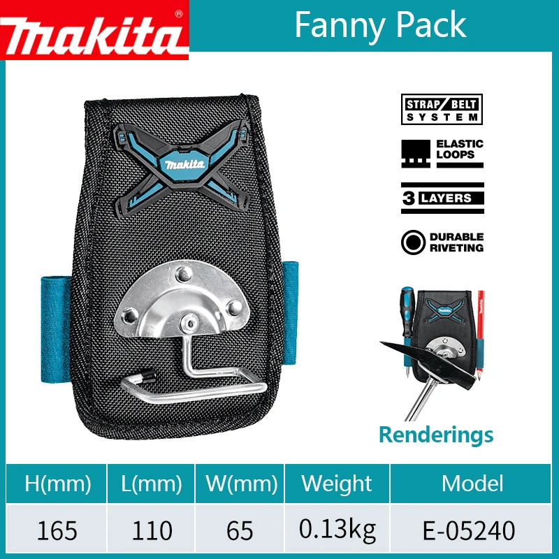 Makita Storage Pocket Fixing Pouch Electrician Hand Drill Tools Kit High-Altitude Sling Fixed Bracket Multi-functional Belt Bag