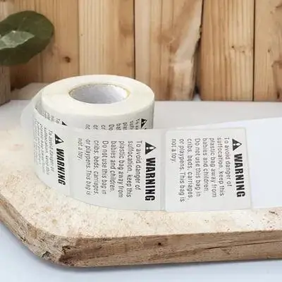 

Suffocation Warning Labels Self-adhesive Stickers Material Child Safety Signs Packing Labels Folder Tab