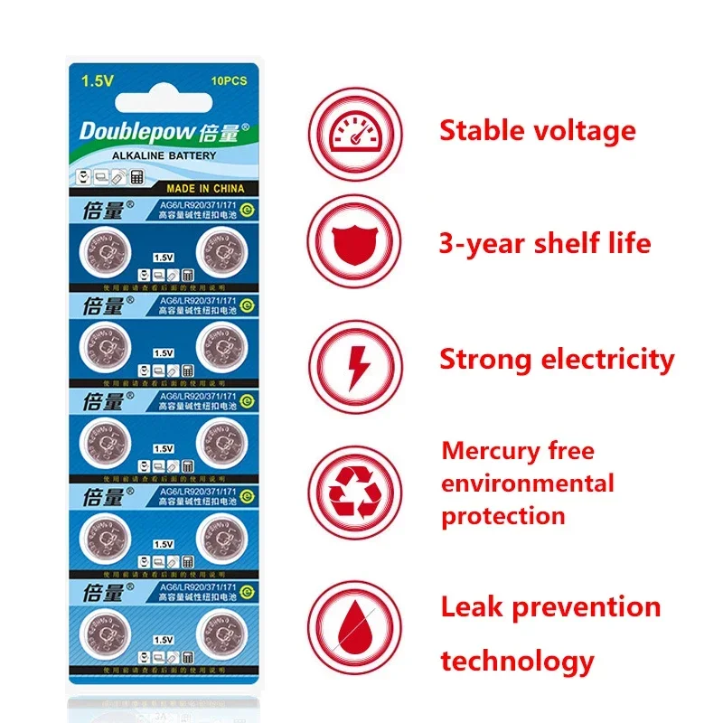 Alkaline Button Cell Battery LR920 AG6 1.5V 2-10PCS, 371 171 LR69 SR921 Coin Battery For Watch Calculator Toy Remote Control